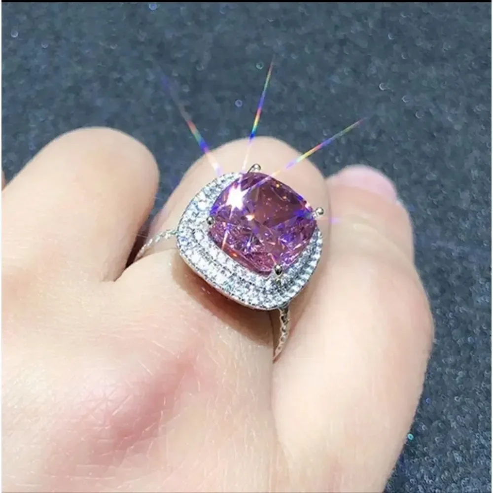 Pink Diamond Princess Cut Ring - Picture 8 of 12
